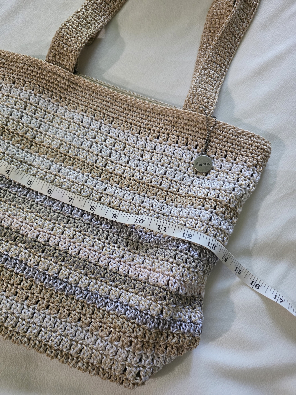The Sak Beige, Cream & Light Pink Crochet Hobo Tote - Picture 7 of 7